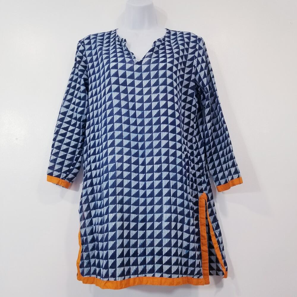 Oliphant 100% Cotton Printed Lightweight Tunic Blouse 3/4 Sleeves
